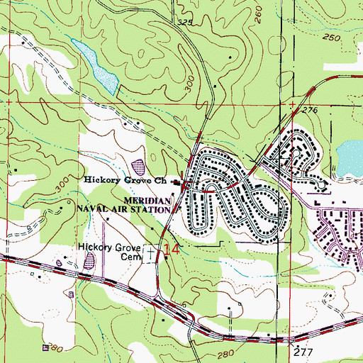 Topographic Map of Hickory Grove Baptist Church, MS