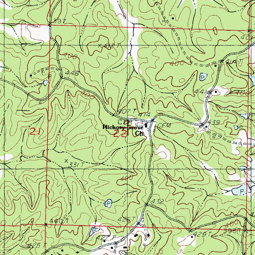 Topographic Map of Hickory Grove Baptist Church, MS