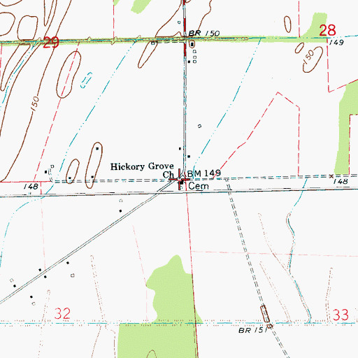 Topographic Map of Hickory Grove Church, MS