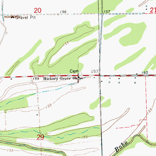 Topographic Map of Hickory Grove Church, MS
