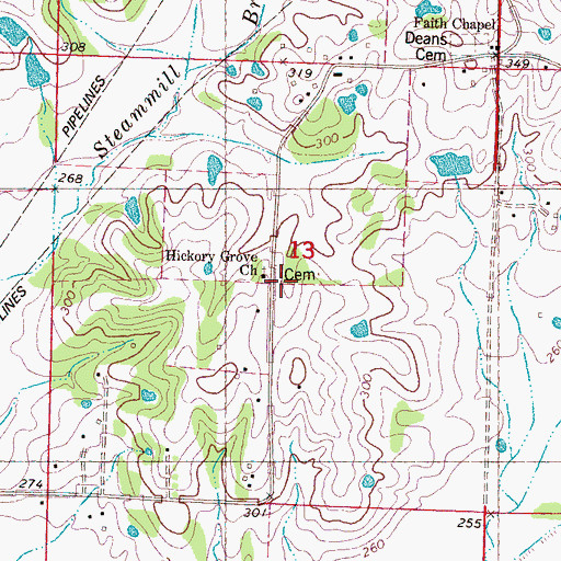 Topographic Map of Hickory Grove Church, MS