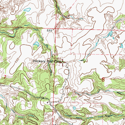 Topographic Map of Hickory Hill Cemetery, MS