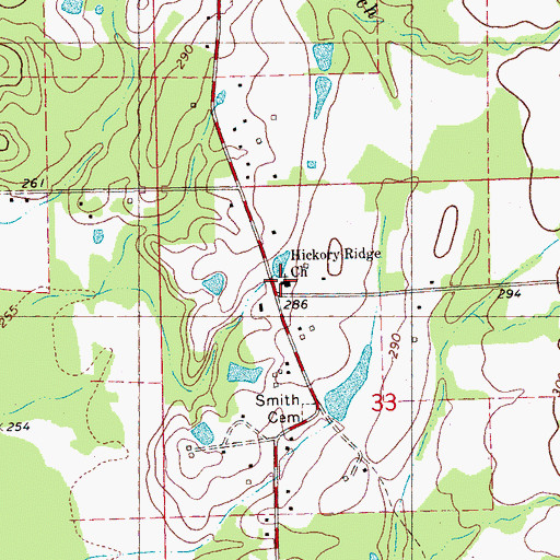 Topographic Map of Hickory Ridge Church, MS
