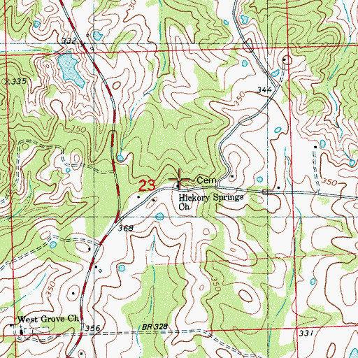 Topographic Map of Hickory Springs School, MS