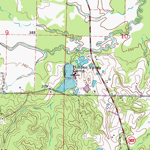 Topographic Map of Hidden Valley Camp, MS