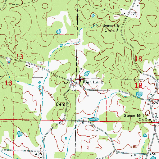 Topographic Map of High Hill Church, MS
