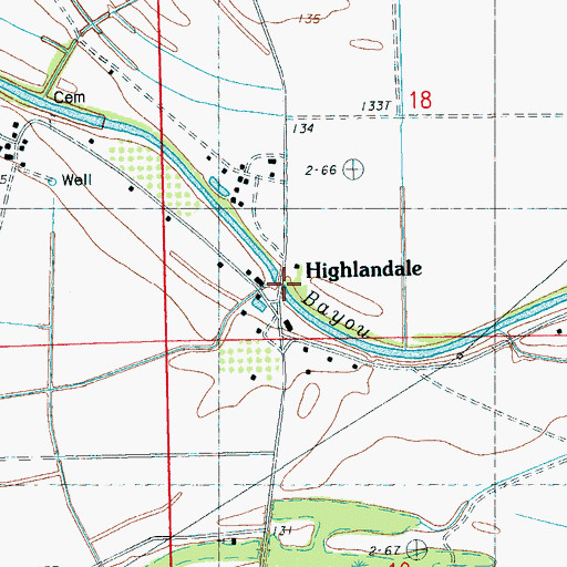 Topographic Map of Highlandale, MS