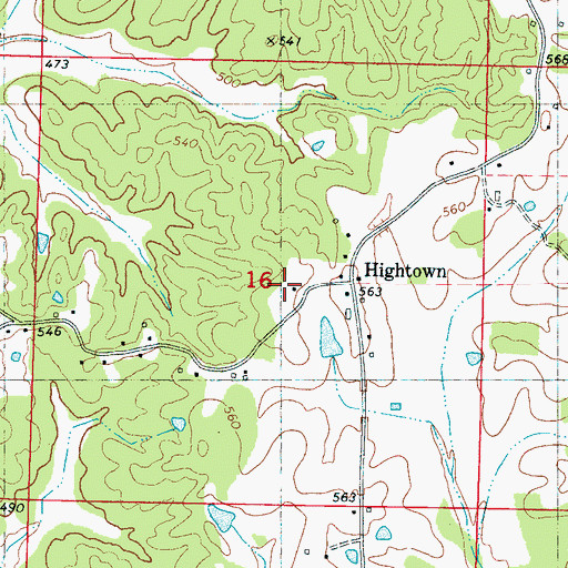 Topographic Map of Hightown, MS