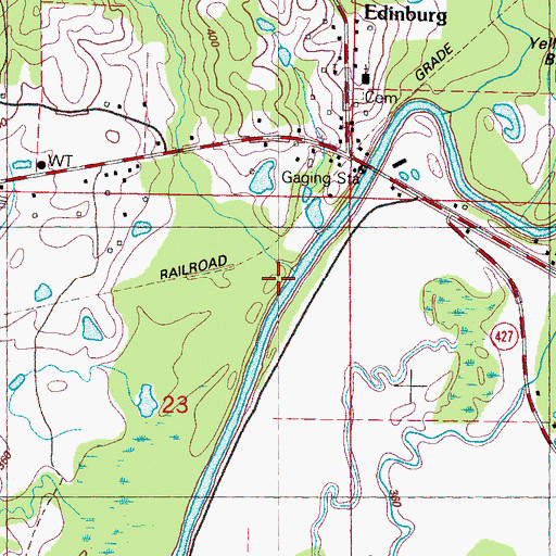 Topographic Map of Hill Branch, MS