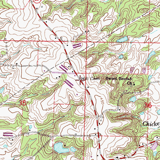 Topographic Map of Hill Cemetery, MS