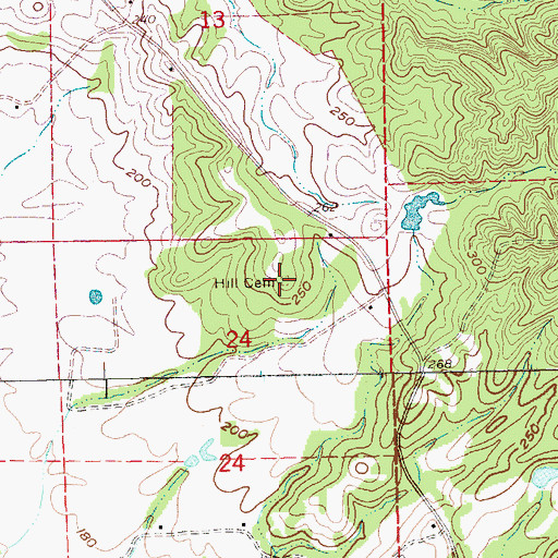 Topographic Map of Hill Cemetery, MS