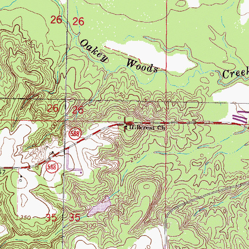 Topographic Map of Hillcrest Church, MS