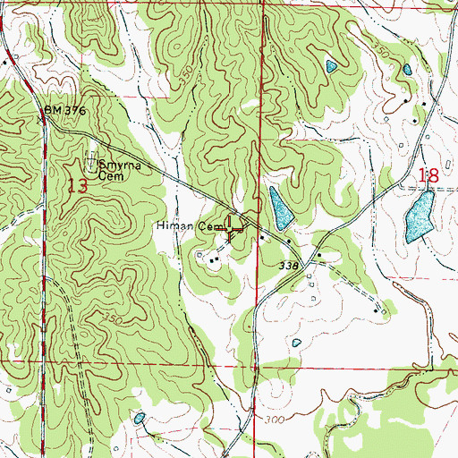 Topographic Map of Himan Cemetery, MS