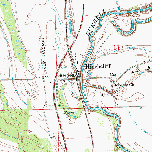 Topographic Map of Hinchcliff, MS