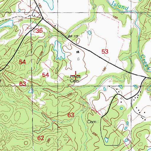 Topographic Map of Hinds Cemetery, MS