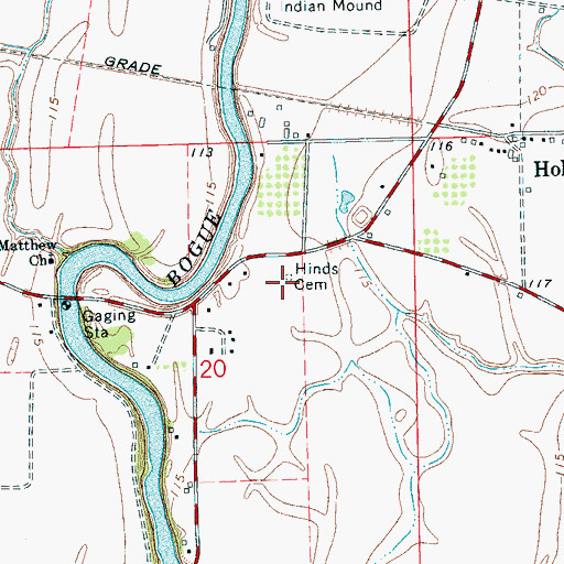 Topographic Map of Hinds Cemetery, MS