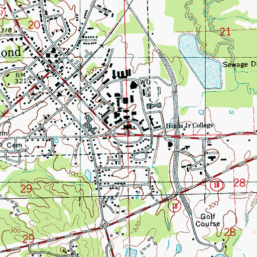 Topographic Map of Hinds Junior College, MS
