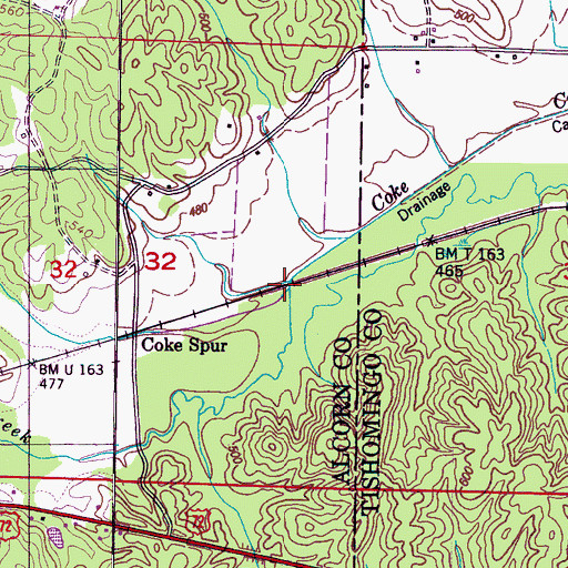 Topographic Map of Hines Branch, MS
