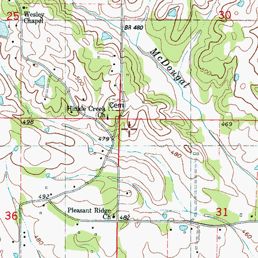 Topographic Map of Hinkle School, MS