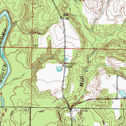 Topographic Map of Hinton Cemetery, MS