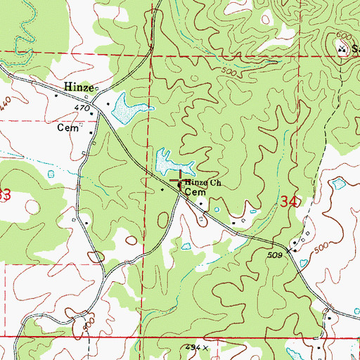 Topographic Map of Hinze Church, MS