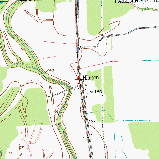 Topographic Map of Hiram, MS