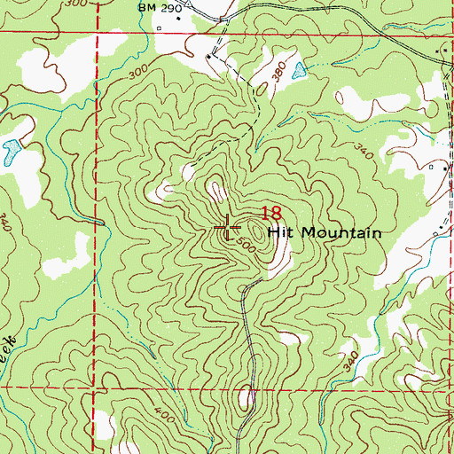 Topographic Map of Hit Mountain, MS