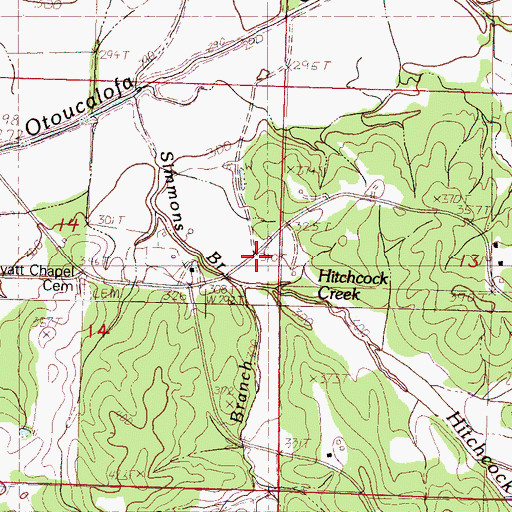 Topographic Map of Hitchcock Creek, MS