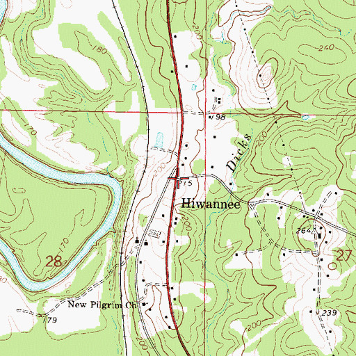 Topographic Map of Hiwannee, MS