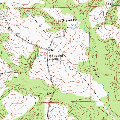 Topographic Map of Hobgood Cemetery, MS