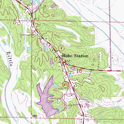 Topographic Map of Hobo Station, MS