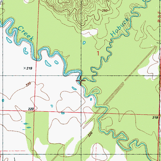 Topographic Map of Hobuck Creek, MS