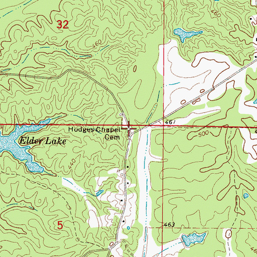 Topographic Map of Hodges Chapel Cemetery, MS
