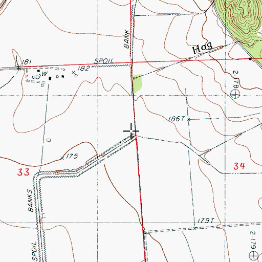 Topographic Map of Hog Creek, MS