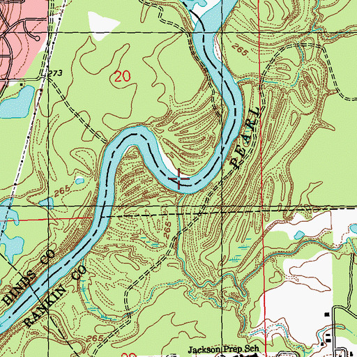 Topographic Map of Hog Creek, MS