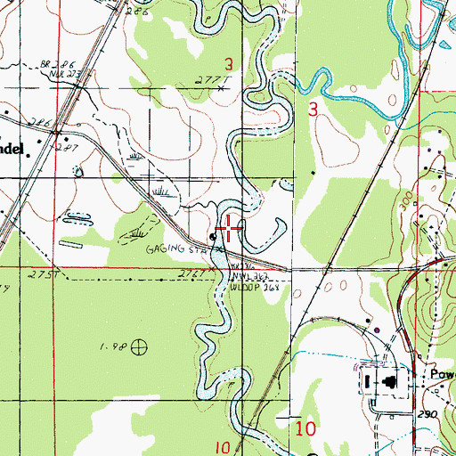 Topographic Map of Hognose Creek, MS