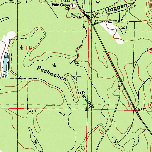 Topographic Map of Hogpen Branch, MS