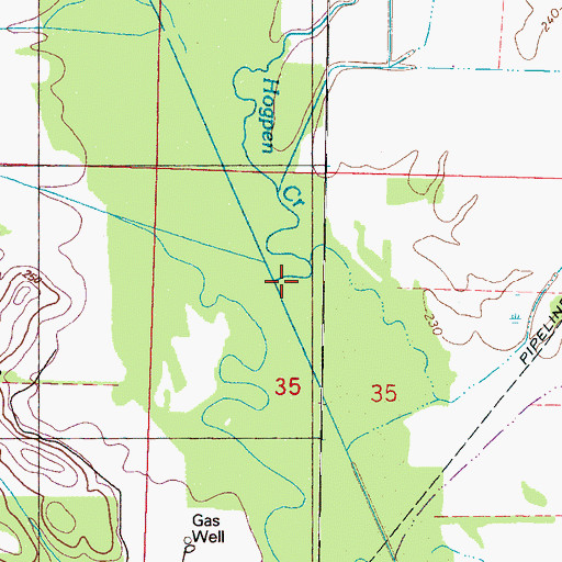 Topographic Map of Hogpen Creek, MS