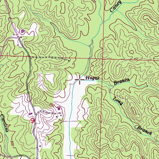 Topographic Map of Hogue Branch, MS