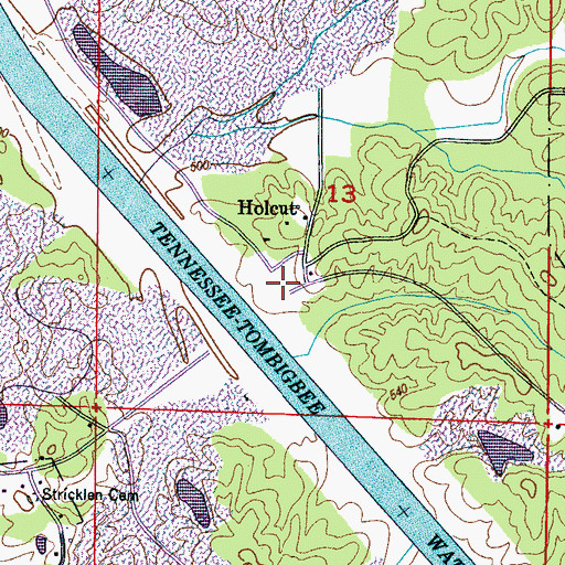 Topographic Map of Holcut, MS