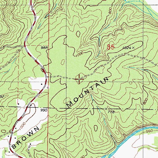Topographic Map of Brown Mountain, AR