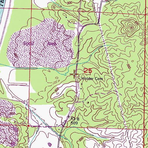 Topographic Map of Holder Cemetery, MS