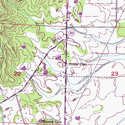 Topographic Map of Holder Cemetery, MS