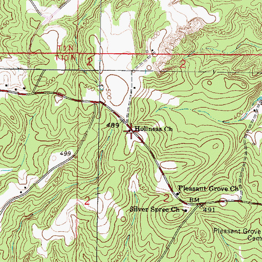 Topographic Map of Holiness Church, MS