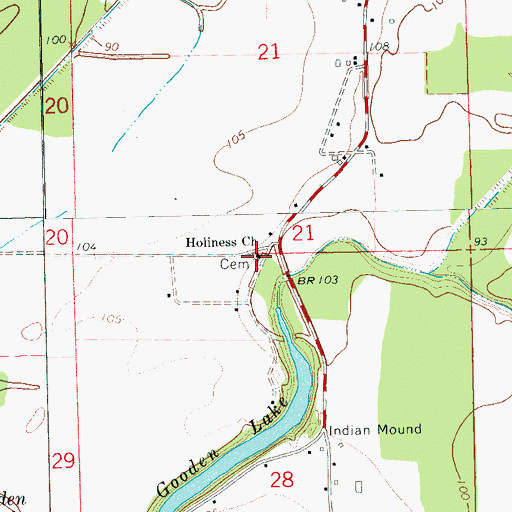 Topographic Map of Holiness Church, MS