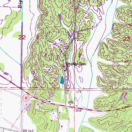 Topographic Map of Holley Cemetery, MS