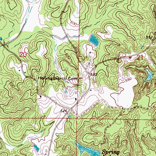 Topographic Map of Hollingsworth Cemetery, MS