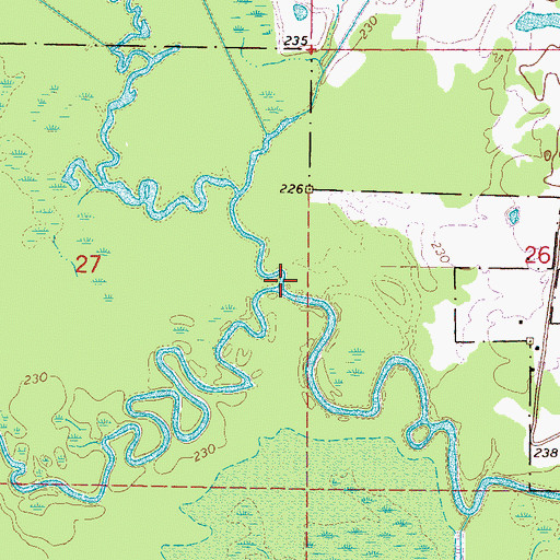 Topographic Map of Hollis Creek, MS