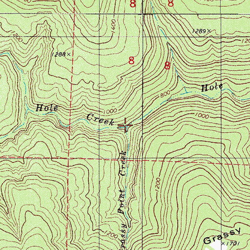 Topographic Map of Grassy Point Creek, AR