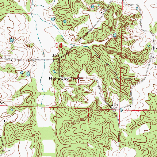 Topographic Map of Holloway Cemetery, MS